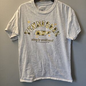 Simply Southern Tennessee TN Womens Medium Gray Sunflower T Shirt Short Sleeve